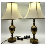 Rembrandt Brass Table Lamps - Pair with 3-Way Switch