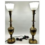 Rembrandt Brass Table Lamps - Pair with 3-Way Switch