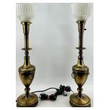 Rembrandt Brass Table Lamps - Pair with 3-Way Switch
