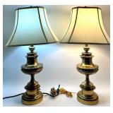Brass Table Lamps Pair - 3-Way Switch