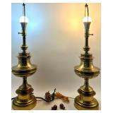 Brass Table Lamps Pair - 3-Way Switch