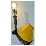 Leg Lamp from A Christmas Story - Yellow Shade with Black Fringe & Fishnet Leg
