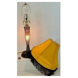 Leg Lamp from A Christmas Story - Yellow Shade with Black Fringe & Fishnet Leg