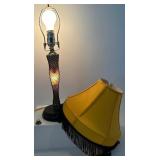 Leg Lamp from A Christmas Story - Yellow Shade with Black Fringe & Fishnet Leg