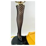 Leg Lamp from A Christmas Story - Yellow Shade with Black Fringe & Fishnet Leg