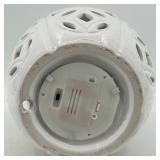 Egg Lamp - White Ceramic Lattice with Openwork Pattern - LED Battery-Operated