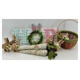 HOP Easter Sign & Wreath with Bunny Ears - Rustic Wood Wall Decor and More