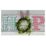 HOP Easter Sign & Wreath with Bunny Ears - Rustic Wood Wall Decor and More