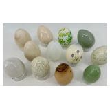 Eggs Marble, Glass & Wood - Assorted Decorative Eggs (Lot of 12)