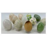 Eggs Marble, Glass & Wood - Assorted Decorative Eggs (Lot of 12)