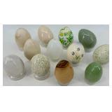 Eggs Marble, Glass & Wood - Assorted Decorative Eggs (Lot of 12)