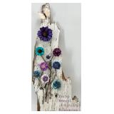 Rustic Wood Wall Art Set - Floral Panel & 3 Planter Pots