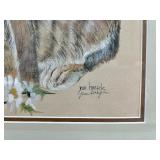 Framed Jean Haefele Rabbit Print & Pastel Birdhouse Decor Set - Bunny Trail Sign & Floral Accents