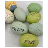 Easter Decor Set - Moss Bunny Plaque & Gnome Figurine & Painted Eggs & Flowers