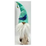 L.E. Smith Glass Rabbit Nesting Dish & Gnome with Teal Hat & Bunny Face Floral Crown Plaque