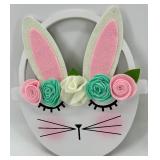 L.E. Smith Glass Rabbit Nesting Dish & Gnome with Teal Hat & Bunny Face Floral Crown Plaque