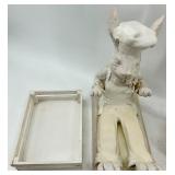 Fleur de Lis Bunny Planter Statue & Lavender Pots