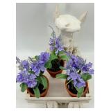 Fleur de Lis Bunny Planter Statue & Lavender Pots