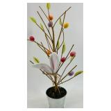 Easter Decor Set: Bunny Figurine in Yellow Dress, Glass Jar with Bunny, Egg Bucket & Easter Tree