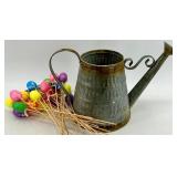 Galvanized Watering Can & Mini Tree Planter - 2-Piece Easter Decor with Colorful Eggs
