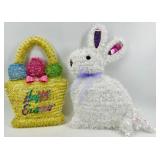 Giant Easter Bunny Plush & Decor Bundle - Basket, Colorful Eggs & Happy Easter Sign