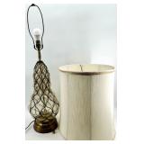 Vintage Glass Bubble Lamp with Brass Base & Cream Shade