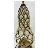 Vintage Glass Bubble Lamp with Brass Base & Cream Shade