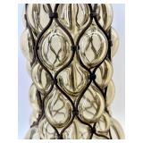 Vintage Glass Bubble Lamp with Brass Base & Cream Shade