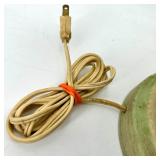 Vintage Ceramic Table Lamp with Gold Swirl Pattern & Beige Drum Shade