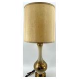 Table Lamp - Vintage Ceramic Body with Etched Gold Pattern & Beige Shade