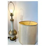 Table Lamp - Vintage Ceramic Body with Etched Gold Pattern & Beige Shade