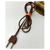 Table Lamp - Vintage Ceramic Body with Etched Gold Pattern & Beige Shade