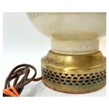 Table Lamp - Vintage Ceramic Body with Etched Gold Pattern & Beige Shade