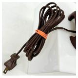 Vintage Floral Porcelain Table Lamp with Gold Trim & Striped Shade