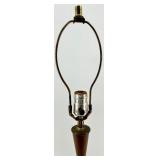 Vintage Mid Century Lamps - Green Glazed Ceramic Table Lamp & Beige Ribbed Table Lamp (Lot of 2)