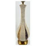 Vintage Mid Century Lamps - Green Glazed Ceramic Table Lamp & Beige Ribbed Table Lamp (Lot of 2)