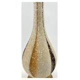 Teardrop Mid Century Table Lamps - Speckled Glaze Pair with Brass Harp Frames & Sockets