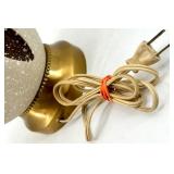 Teardrop Mid Century Table Lamps - Speckled Glaze Pair with Brass Harp Frames & Sockets