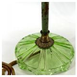 Frog Motif Lamp Set - Uranium Green Glass Base & Beaded Shades (Lot of 3)