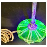 Frog Motif Lamp Set - Uranium Green Glass Base & Beaded Shades (Lot of 3)