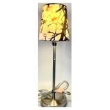 Vintage Lamps - Ornate Dark Floor Lamp, Brass Table Lamp & Camouflage Shade Table Lamp (Lot of 3)