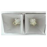 Lampshades Set - Burgundy Fabric Shades 8.5 in Tall (2) & Black Pierced Metal Shades (2)