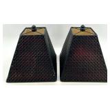 Lampshades Set - Burgundy Fabric Shades 8.5 in Tall (2) & Black Pierced Metal Shades (2)
