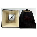 Lampshades Set - Burgundy Fabric Shades 8.5 in Tall (2) & Black Pierced Metal Shades (2)