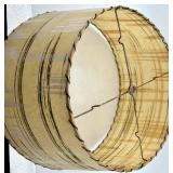 Vintage Fiberglass Lampshade - 13 x 10.5 in - Beige with Abstract Stripe Pattern