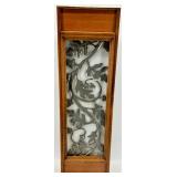 Lighted Wood Frame Wall Panel - Ornate Metal Filigree Leaf Motif Backlit