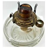 Art Nouveau Lamp Base Set - Glass Oil Lamp Base, Paper Eagle Lampshade, Plastic Lampshade