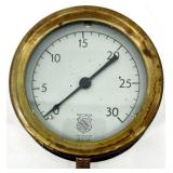 Ashcroft Vacuum Gauge 0-30 In Hg - Brass Bezel - Made in USA