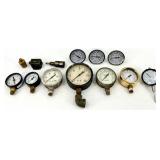 Assorted Industrial Gauges & Instrumentation Set - Vacuum & Pressure Gauges (Brass/Steel)