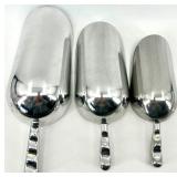 Large Metal Scoops - Stainless Steel - 3-Pack